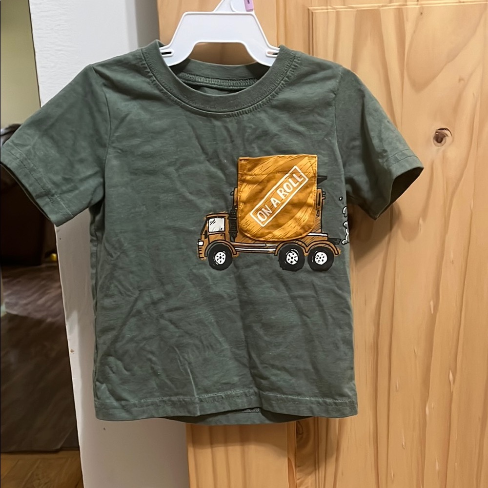 Carter's Olive Green T-Shirt with Orange Accent